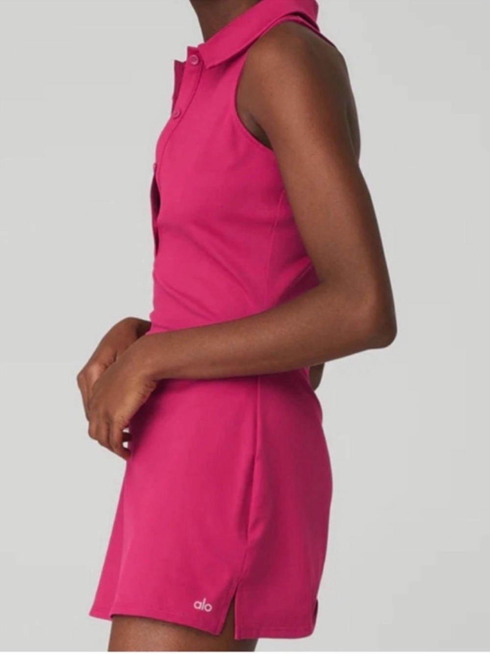 ALO Charmed Tennis Dress in Magenta Pink - Picture 3 of 10